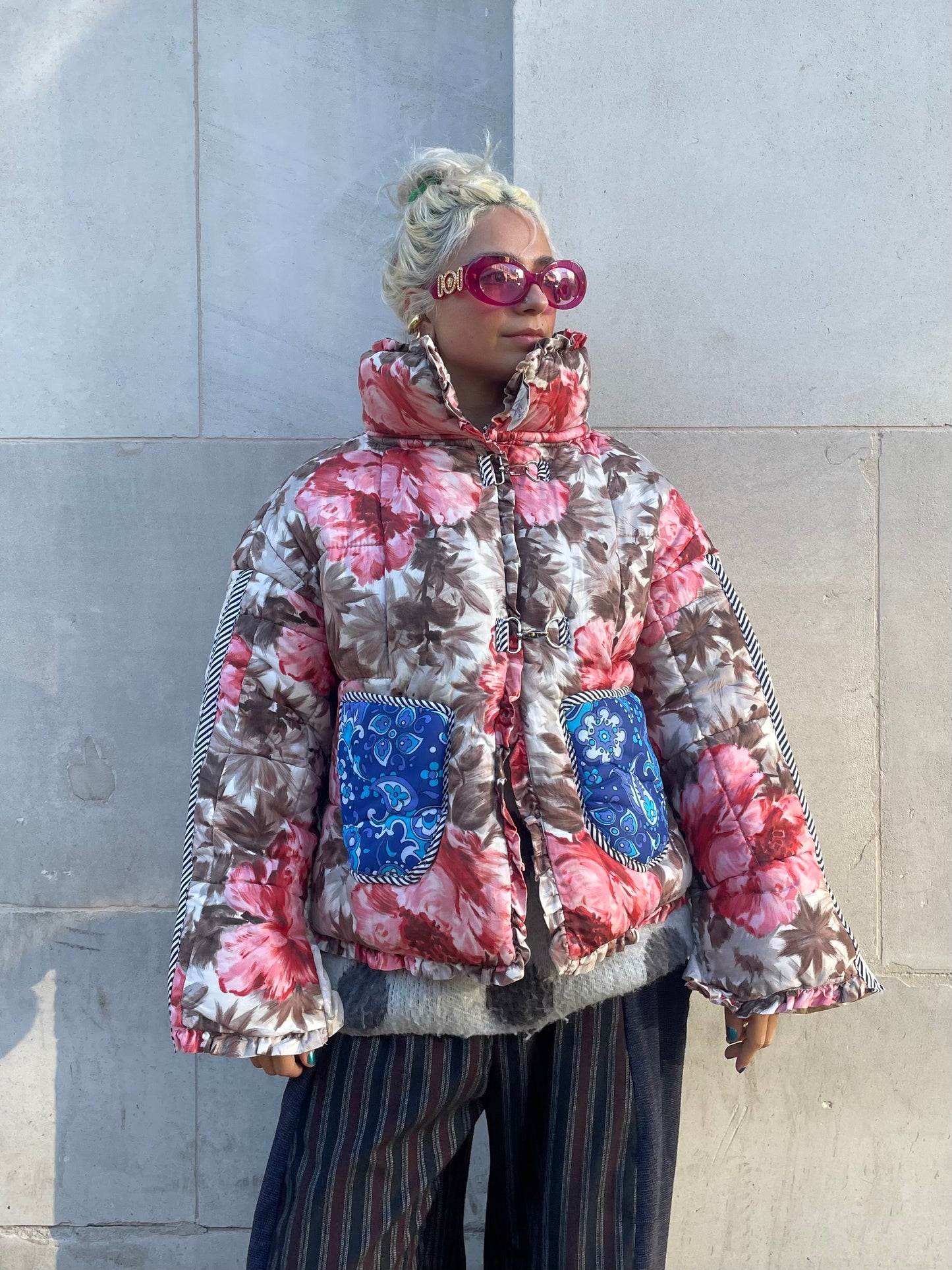 The Puffer Jacket in Pink and Blue Florals