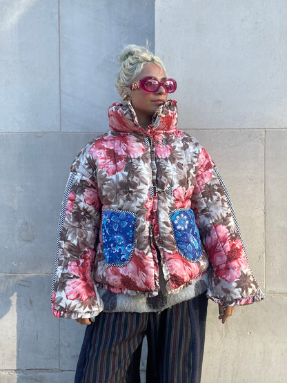 The Puffer Jacket in Pink and Blue Florals