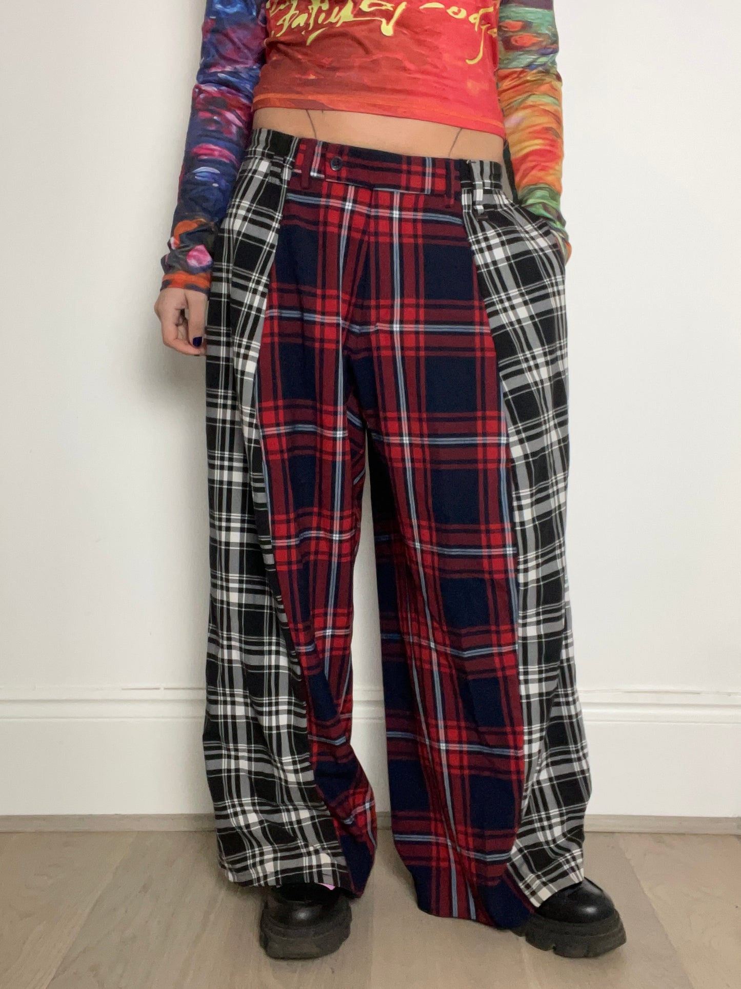 The Two-Tone Trousers in Red and Black Tartan