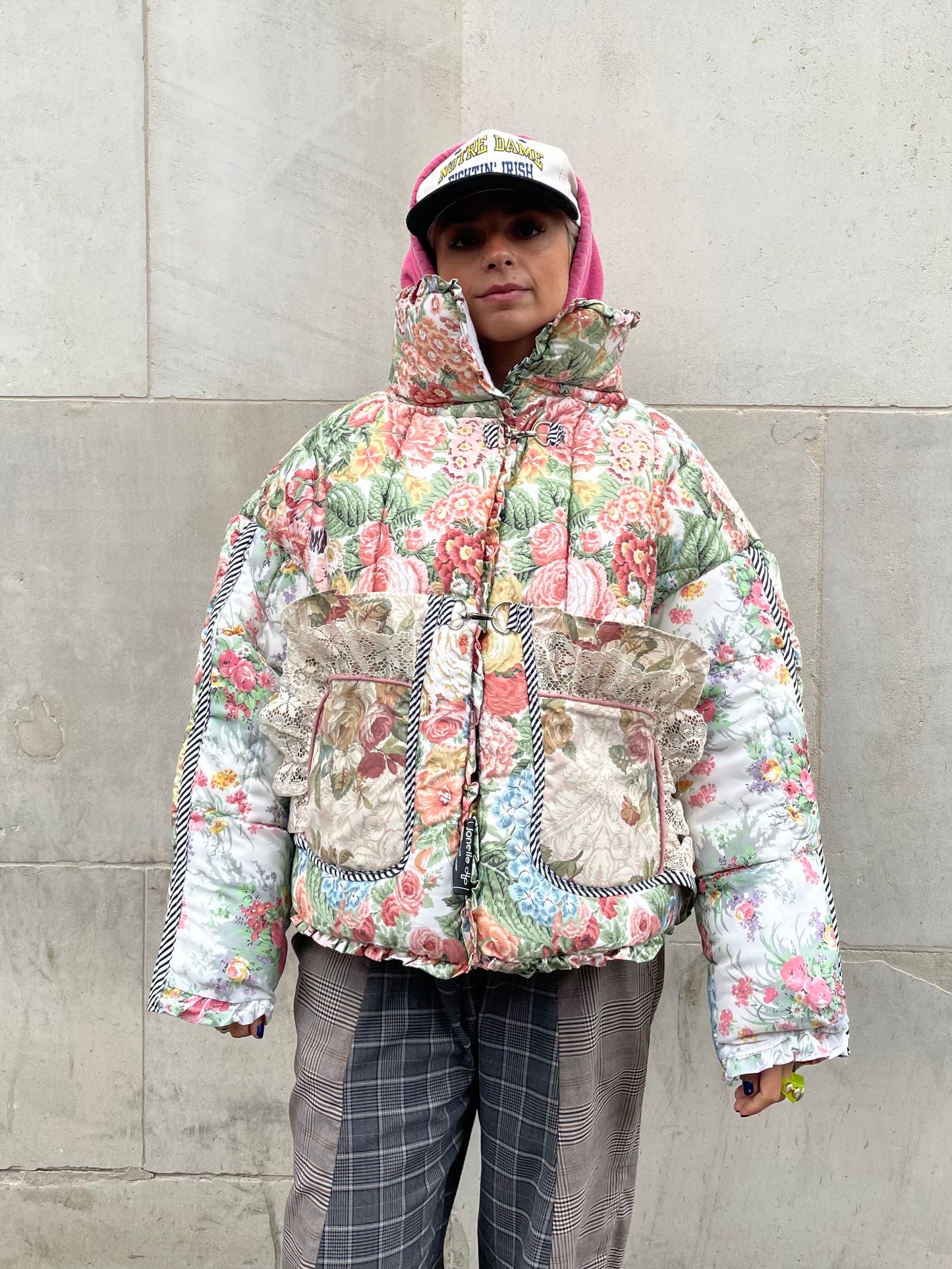 The Puffer Jacket in Pink and Green Florals
