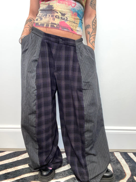 The Two-Tone Trousers in Purple and Grey Tartan