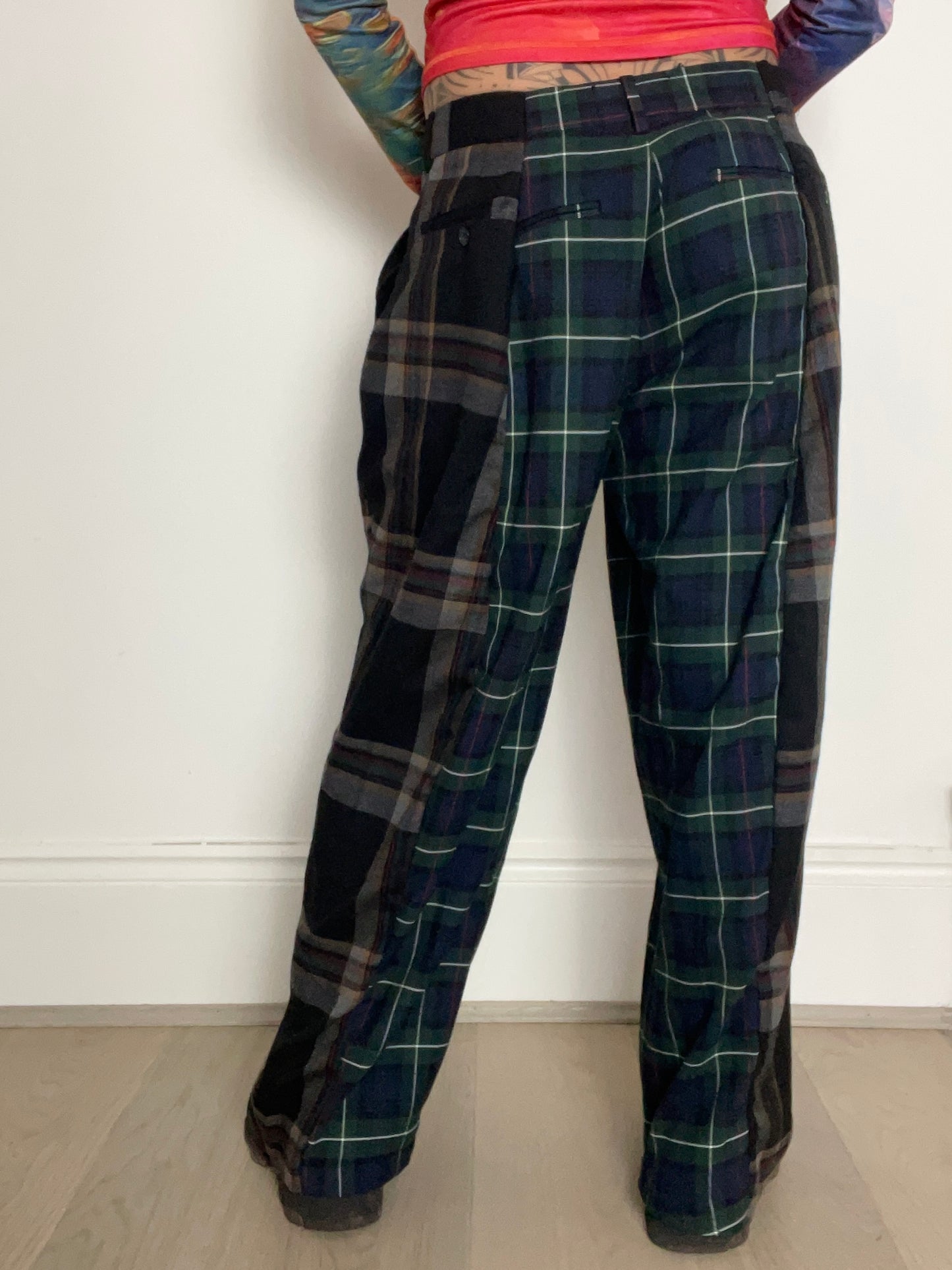 The Two-Tone Trousers in Green and Black Tartan
