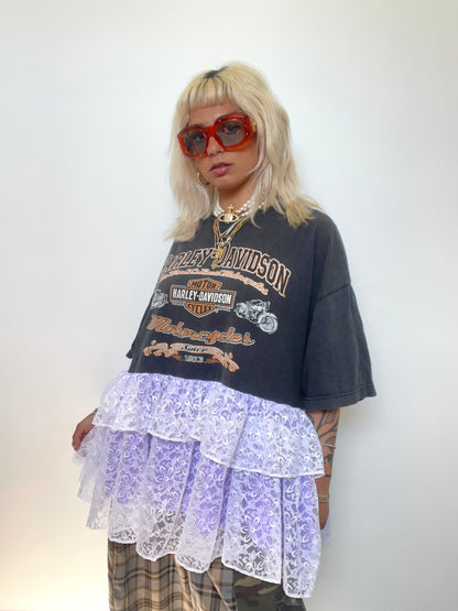 The Courtney Harley Davidson T-shirt with Lace Ruffles