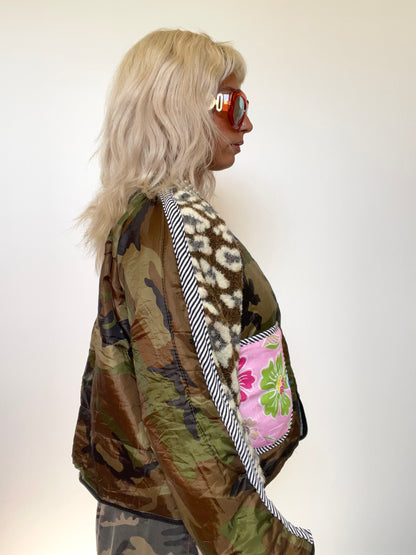 The Bomber Jacket in Camo and Pink Florals
