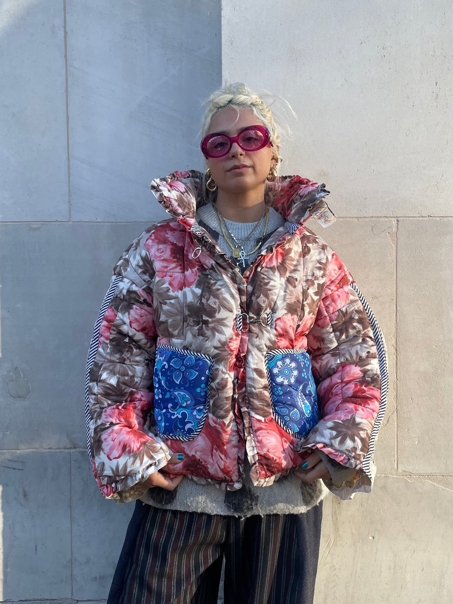 The Puffer Jacket in Pink and Blue Florals