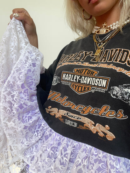 The Courtney Harley Davidson T-shirt with Lace Ruffles