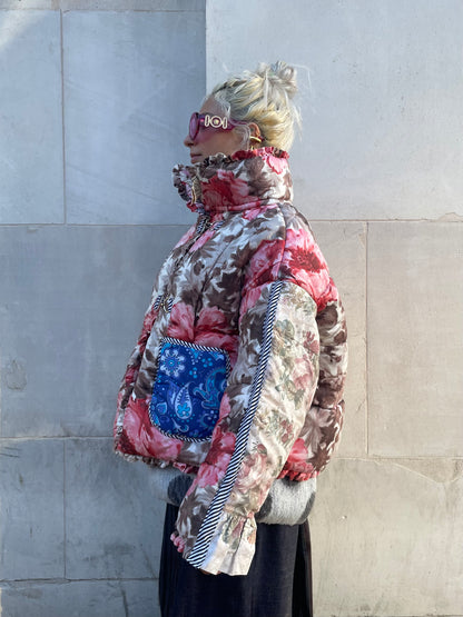 The Puffer Jacket in Pink and Blue Florals