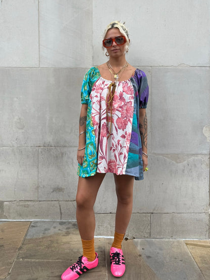 The Babydoll Dress in Mixed Pink and Blue Florals