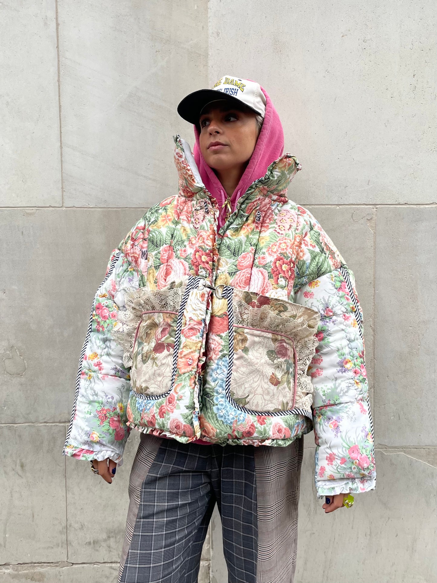 The Puffer Jacket in Pink and Green Florals