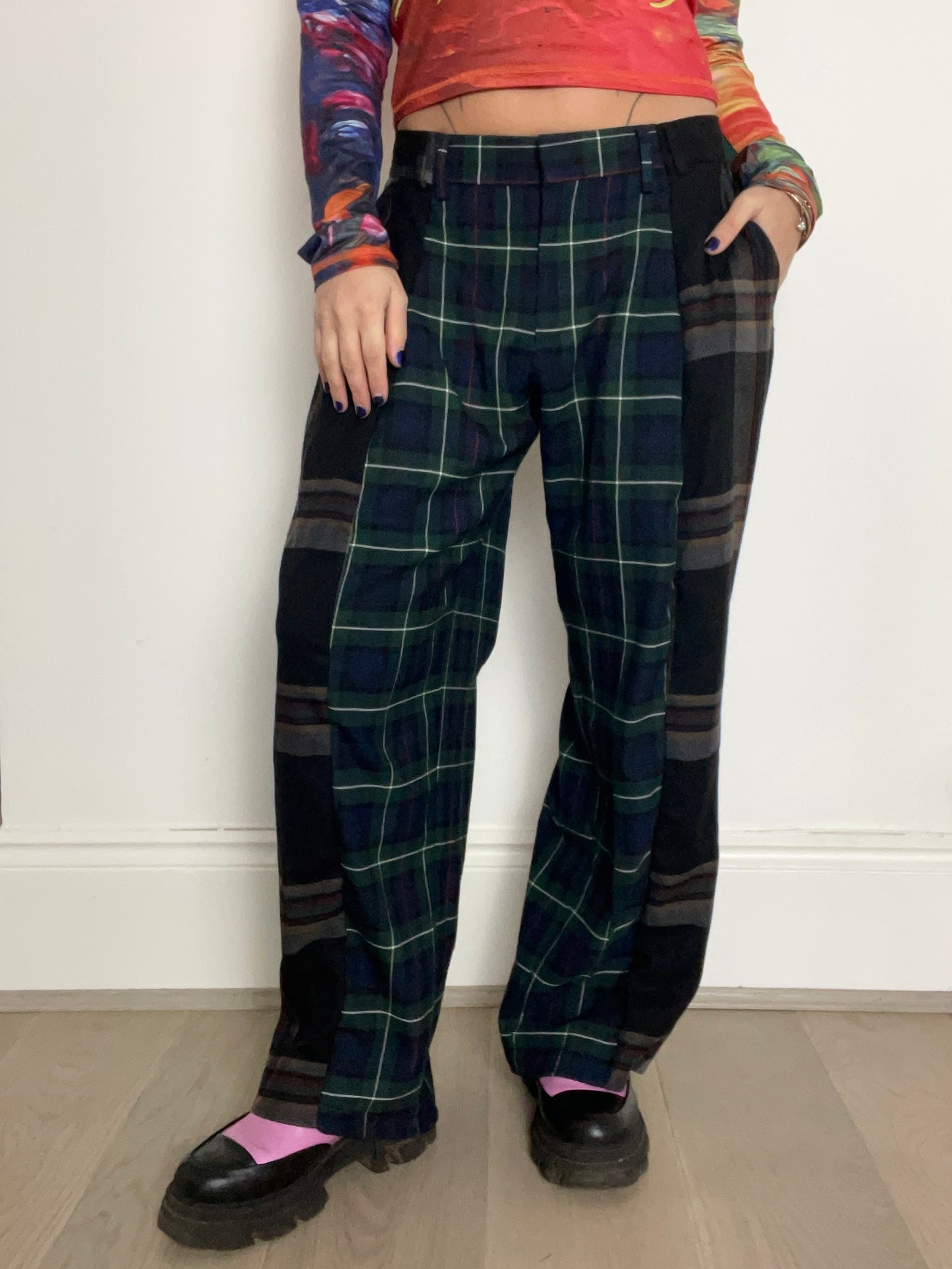 The Two-Tone Trousers in Green and Black Tartan