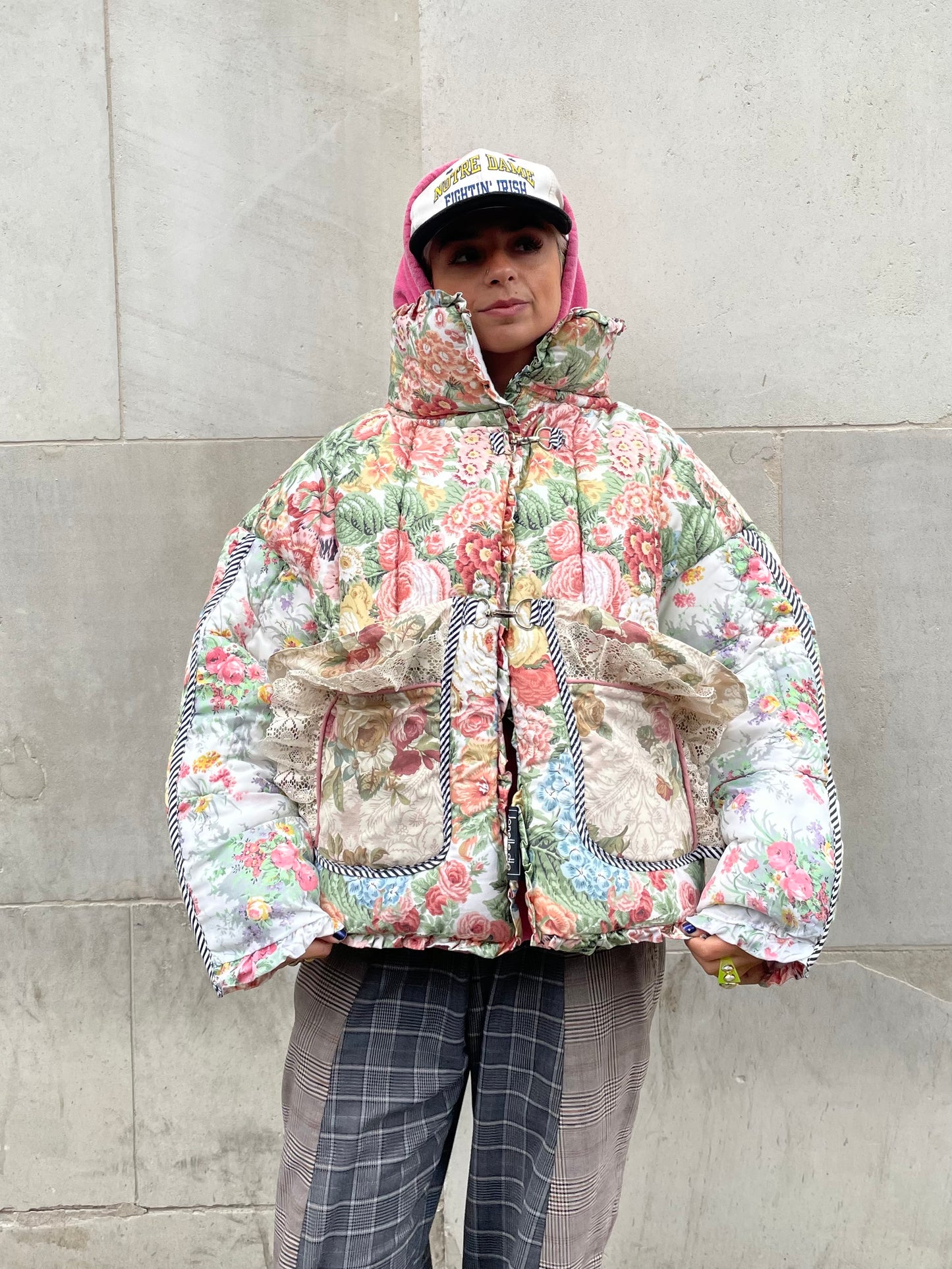 The Puffer Jacket in Pink and Green Florals