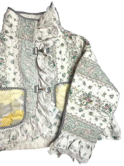 The Puffer Jacket with White and Yellow Ruffles