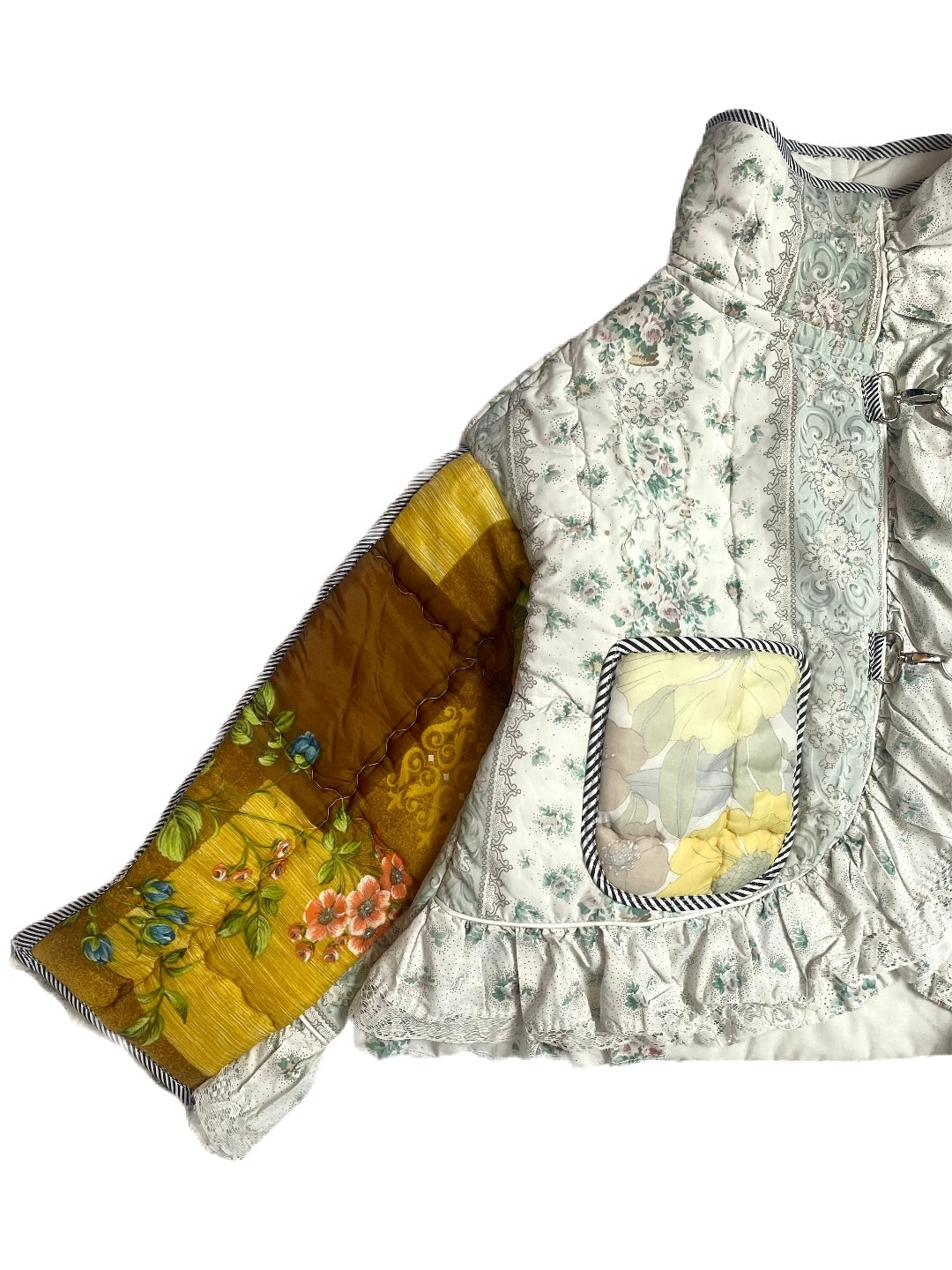 The Puffer Jacket with White and Yellow Ruffles
