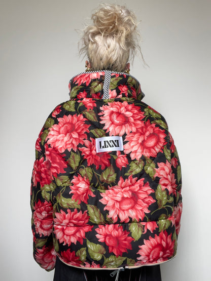 The Puffer Jacket in Pink and Green Florals