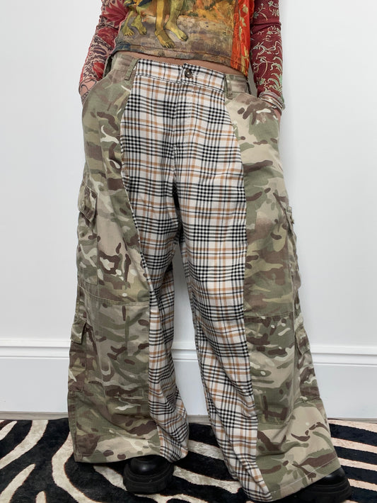 The Two-Tone Trousers in Camouflage and Beige Tartan