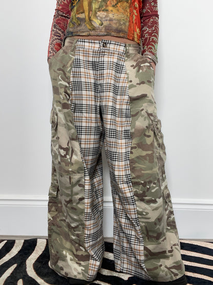 The Two-Tone Trousers in Camouflage and Beige Tartan