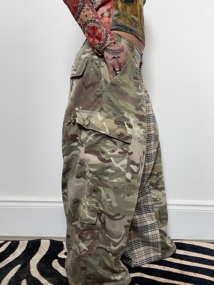 The Two-Tone Trousers in Camouflage and Beige Tartan