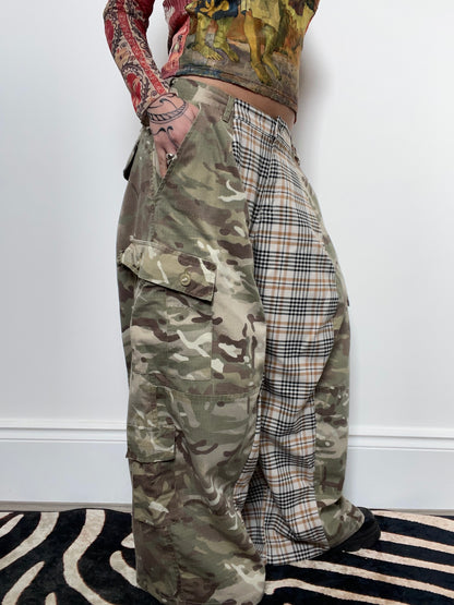 The Two-Tone Trousers in Camouflage and Beige Tartan