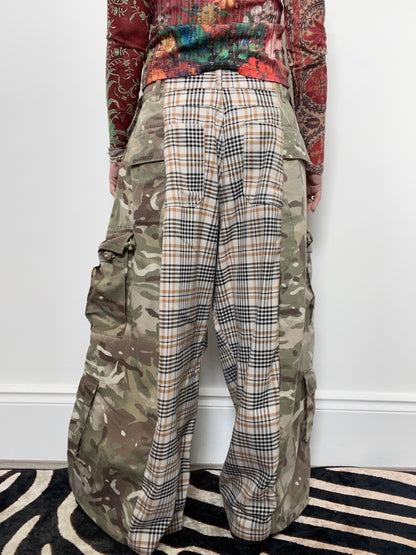 The Two-Tone Trousers in Camouflage and Beige Tartan