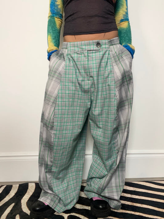 The Two-Tone Trousers in Grey and Mint Tartan