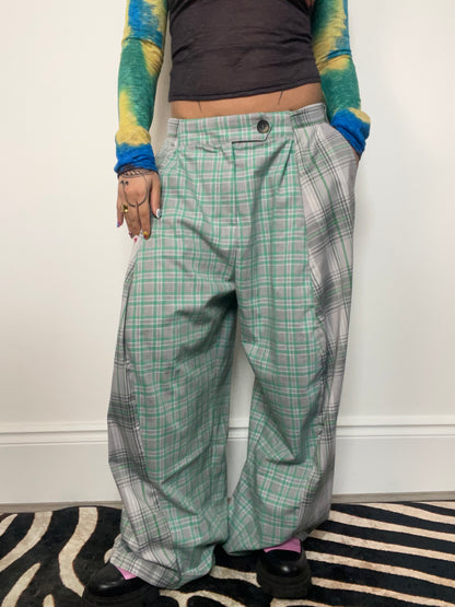 The Two-Tone Trousers in Grey and Mint Tartan