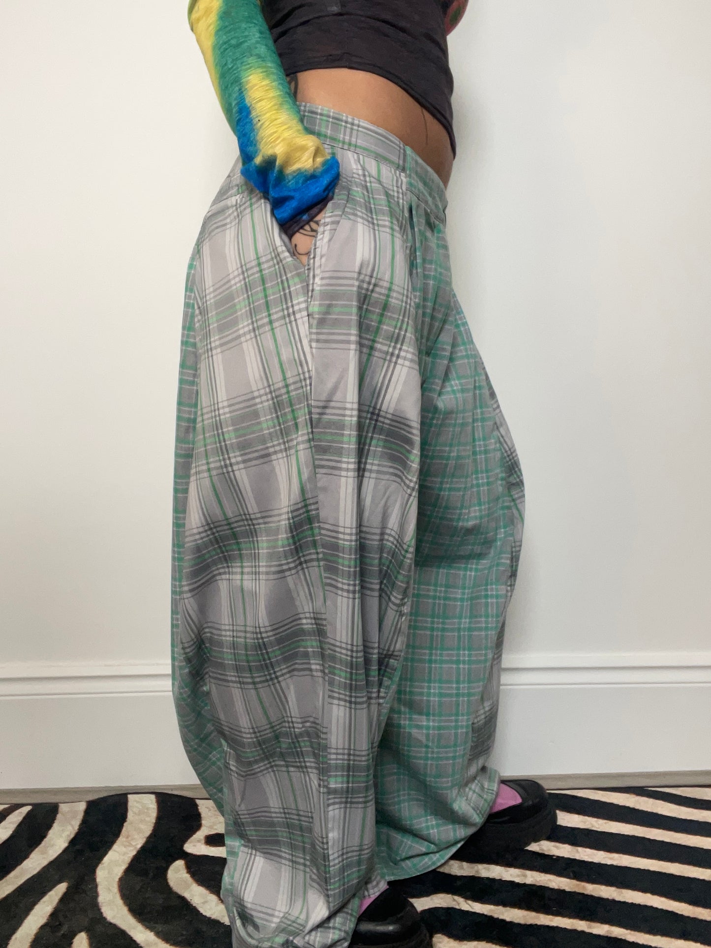 The Two-Tone Trousers in Grey and Mint Tartan