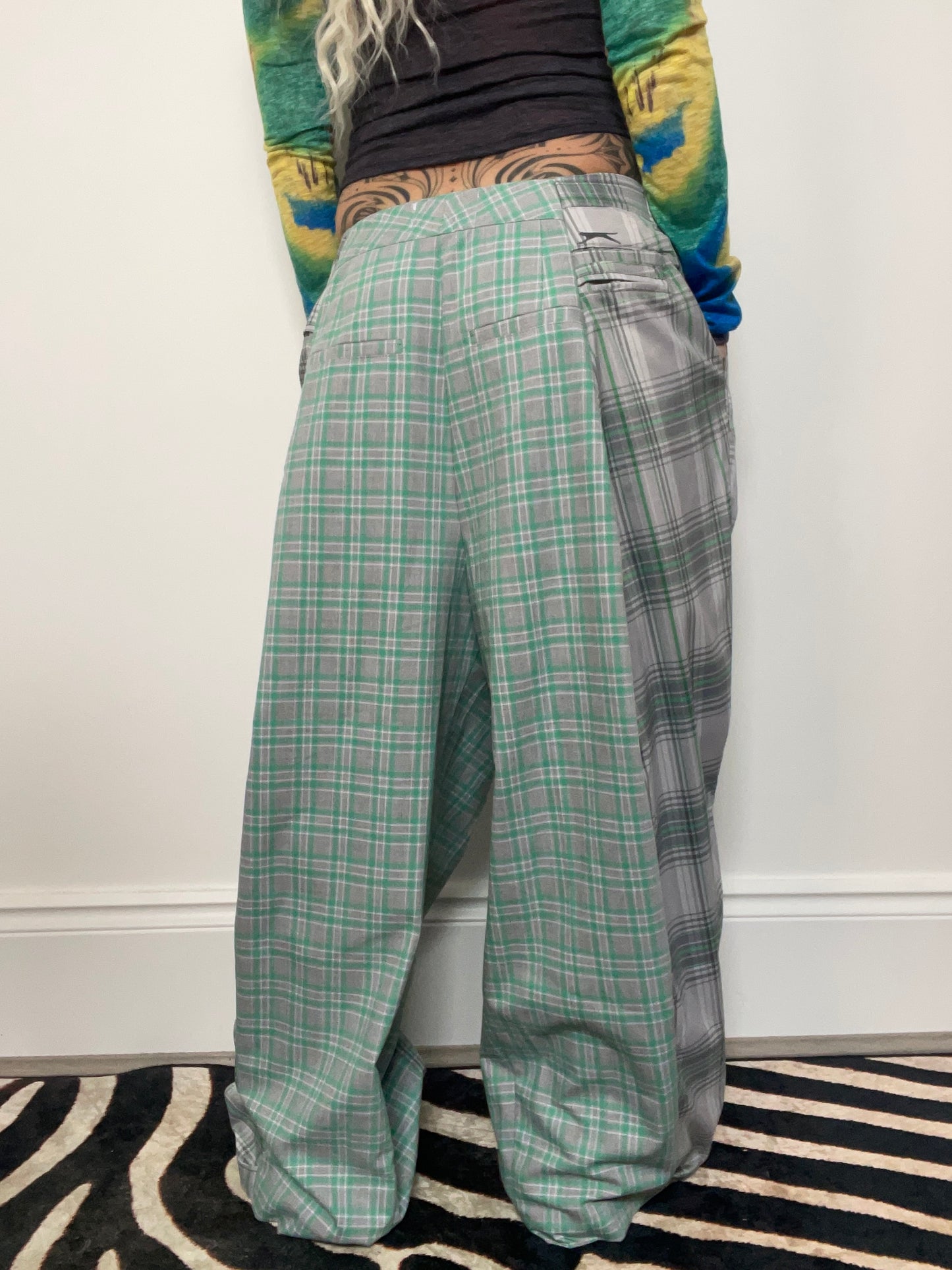 The Two-Tone Trousers in Grey and Mint Tartan