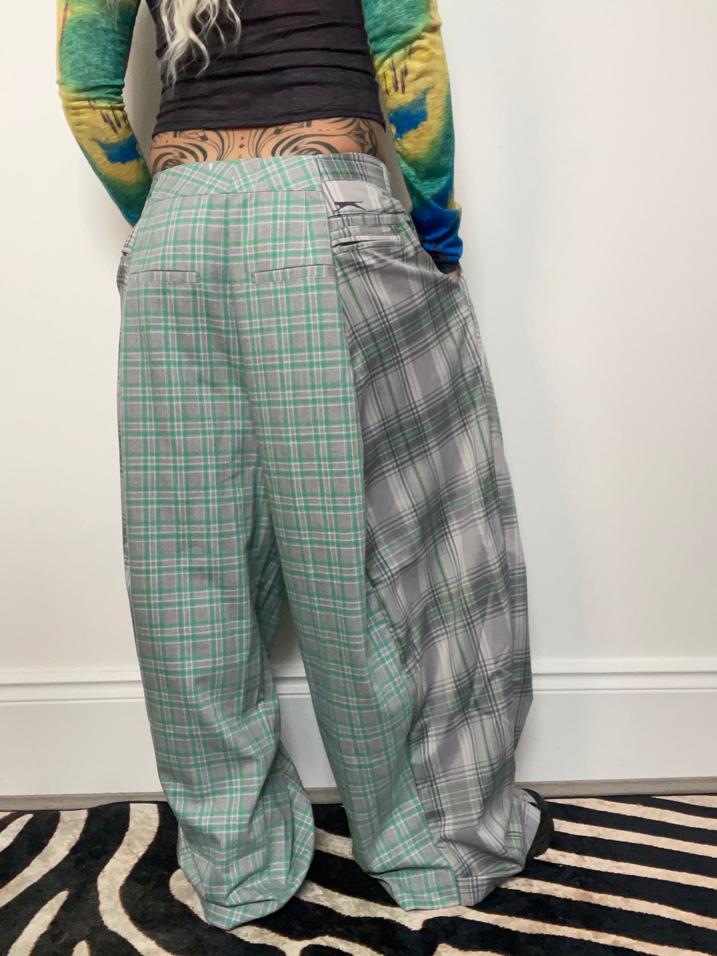 The Two-Tone Trousers in Grey and Mint Tartan
