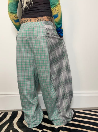 The Two-Tone Trousers in Grey and Mint Tartan