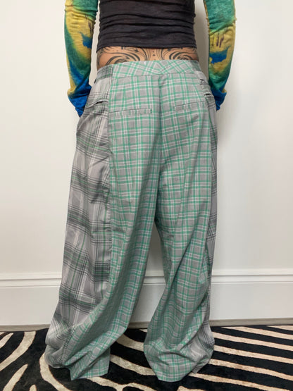 The Two-Tone Trousers in Grey and Mint Tartan