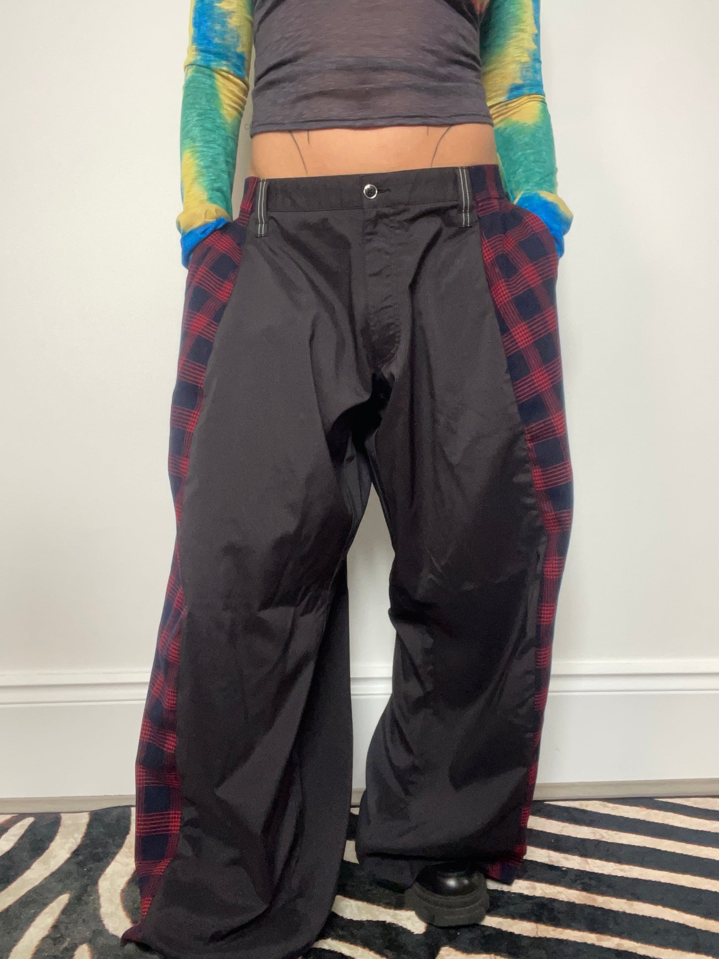 The Two-Tone Trousers in Black and Red Tartan