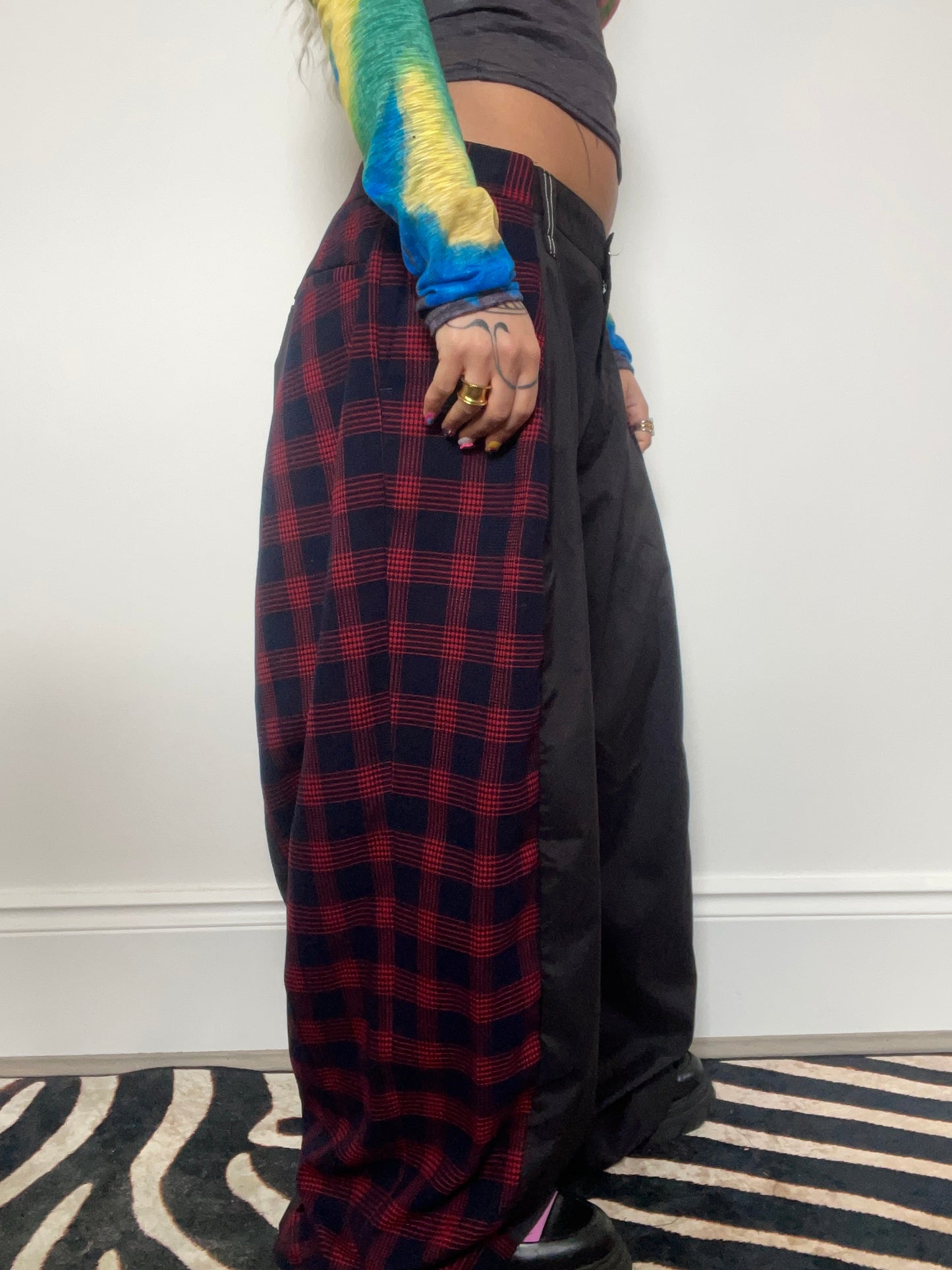 The Two-Tone Trousers in Black and Red Tartan