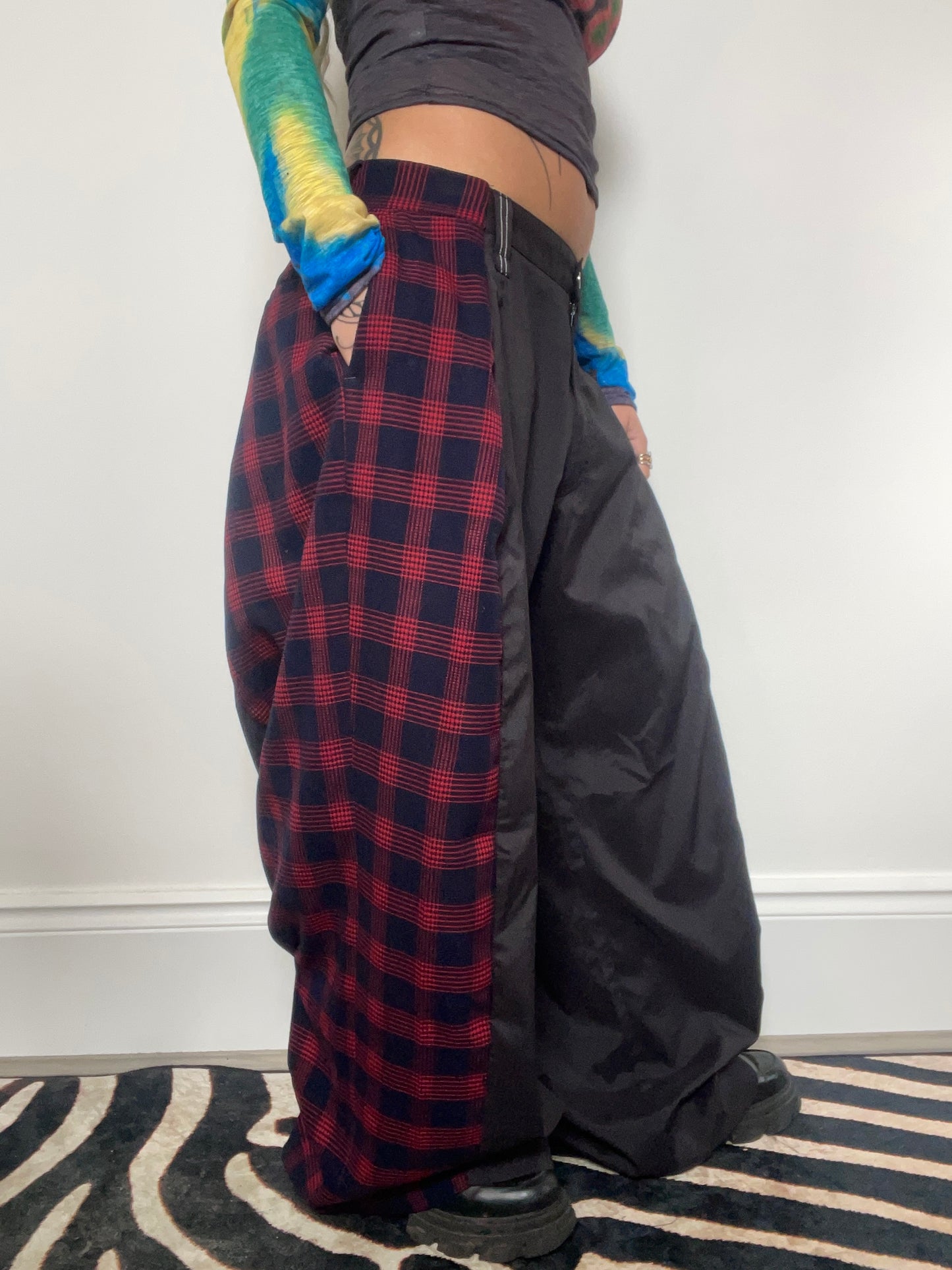 The Two-Tone Trousers in Black and Red Tartan