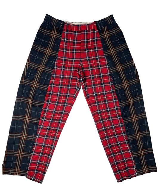 THE TWO TONE TARTAN RED AND BLUE TROUSERS