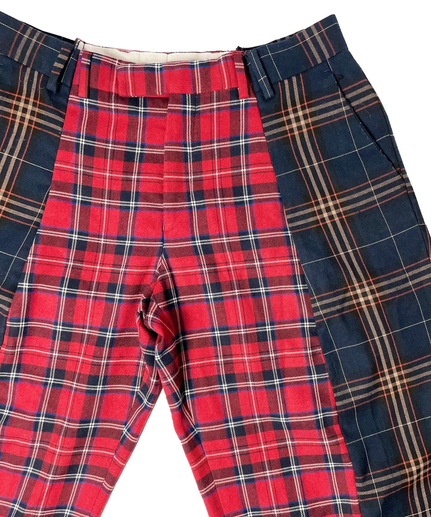 THE TWO TONE TARTAN RED AND BLUE TROUSERS