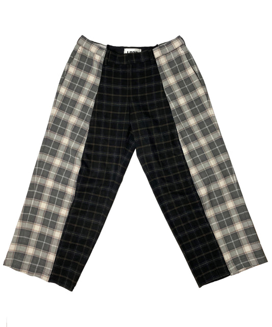 THE TWO TONE TARTAN BLACK AND BEIGE TROUSERS