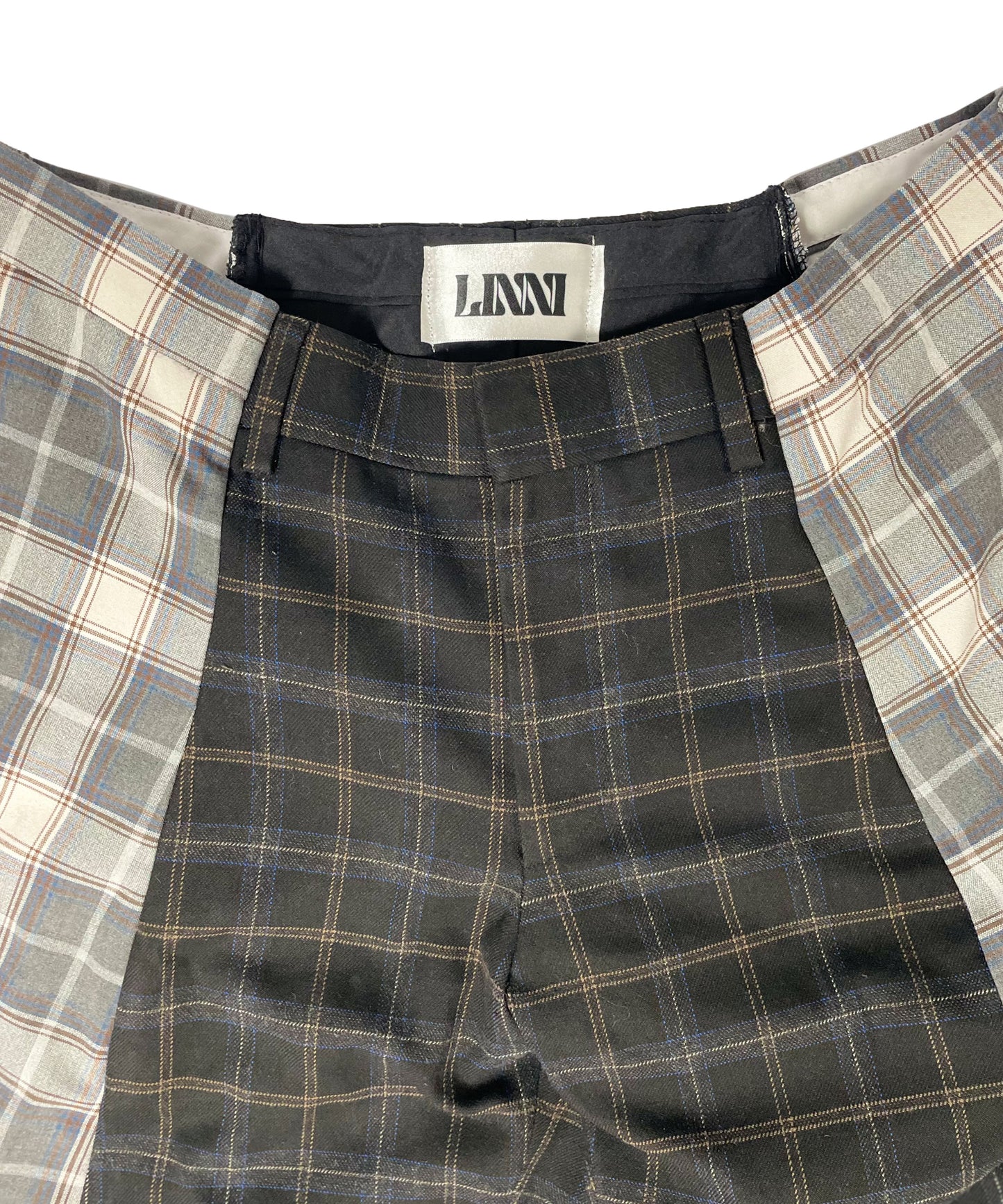 THE TWO TONE TARTAN BLACK AND BEIGE TROUSERS