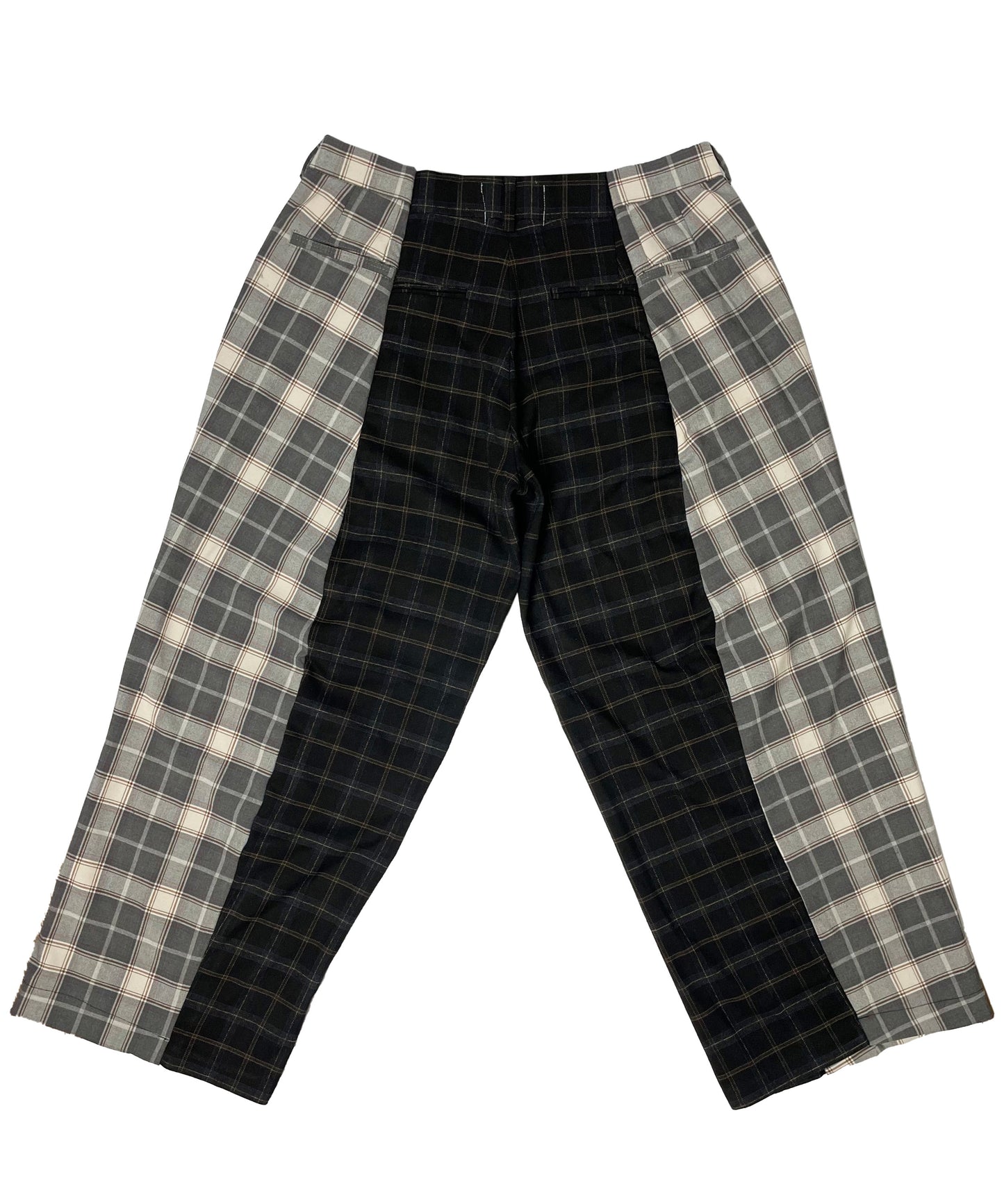 THE TWO TONE TARTAN BLACK AND BEIGE TROUSERS