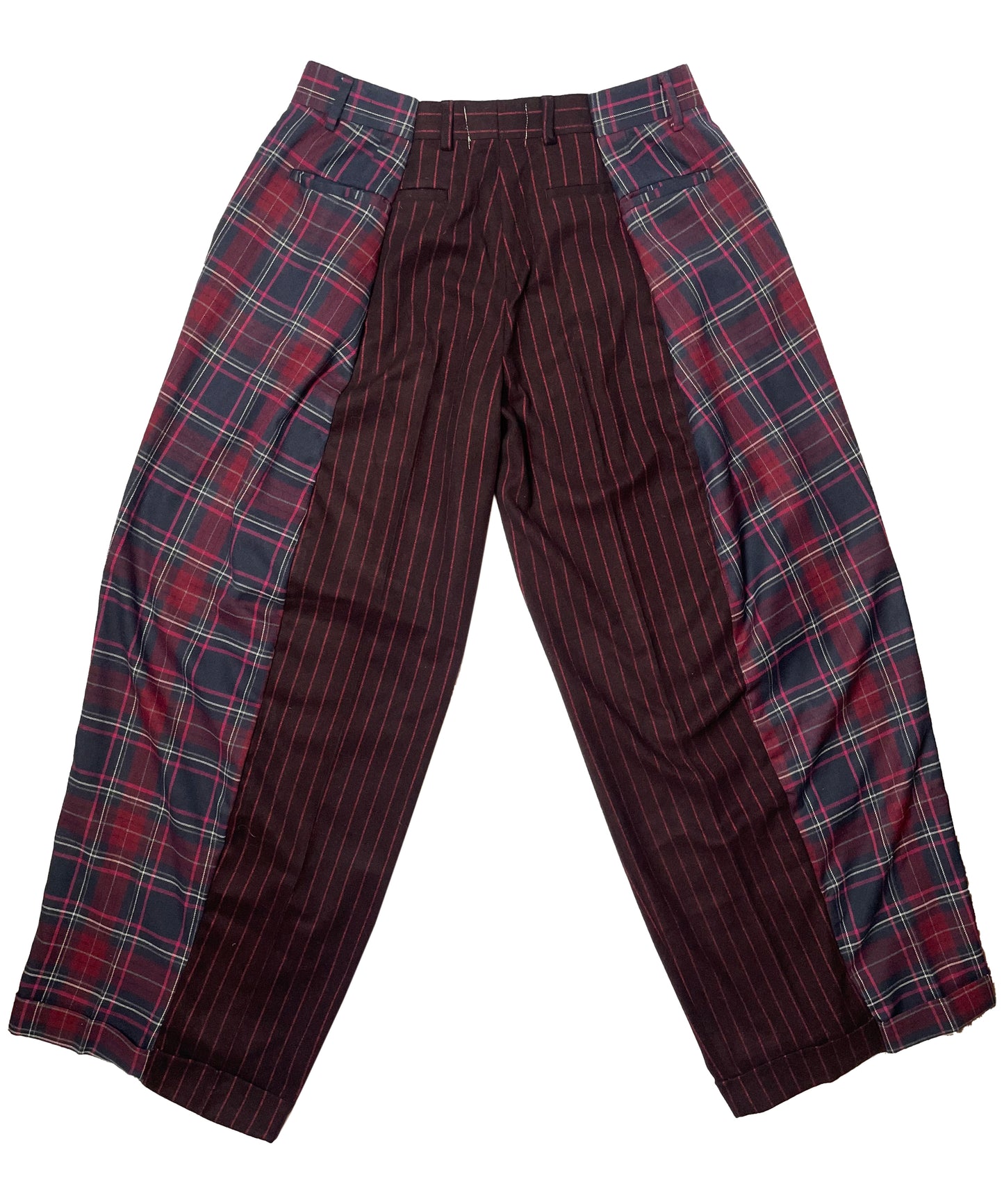 THE TWO TONE BURGUNDY PINSTRIPE TROUSERS