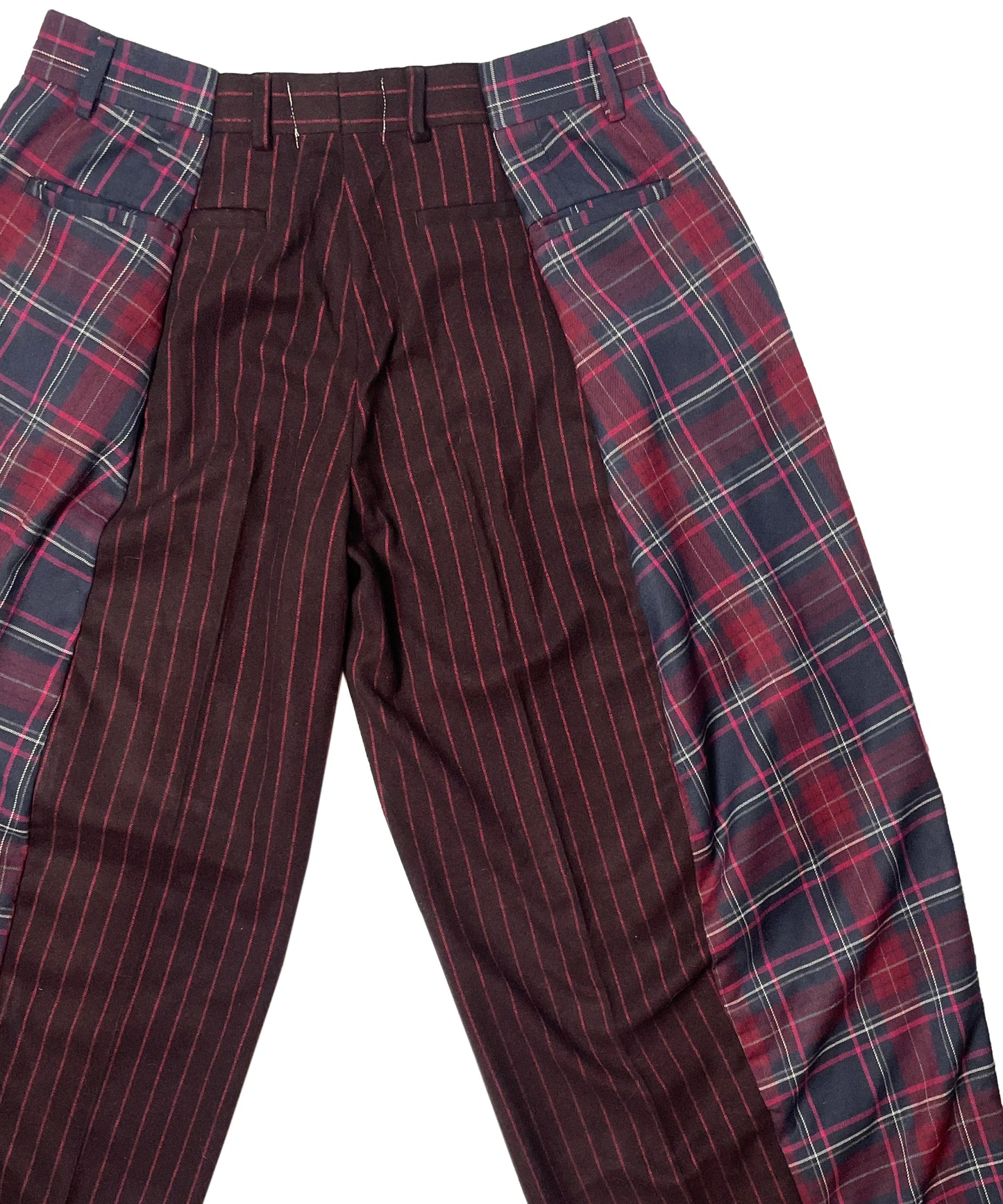 THE TWO TONE BURGUNDY PINSTRIPE TROUSERS